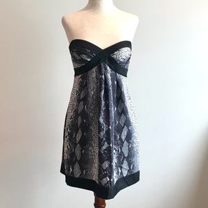 Strapless Bebe Snake Print Mini Dress - Size XXS
